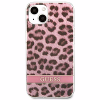 Guess GUHCP13SHSLEOP iPhone 13 mini 5.4" rozā cietais viedtālruņa apvalks Leopard