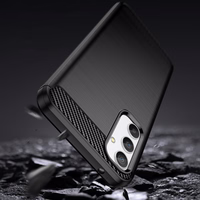 Carbon Case viedtālruņa apvalks Realme 10 Pro elastīgs silikona oglekļa pārklājums melns