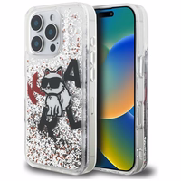 Karl Lagerfeld Liquid Glitter Choupette Logo macins iPhone 16 Pro Max - caurspidigs