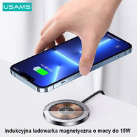 USAMS bezvadu lādētājs US-CD183 magnetic 15W aluminium melns CD183CDX01