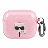 Karl Lagerfeld mirdzošs Karl's Head apvalks AirPods 3 austiņām - rozā