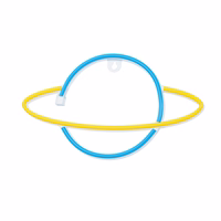 Neon LED Light SATURN dzeltens zils Bat + USB FLNE11 Forever Light