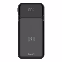 Savio BA-09 power bank Lithium Polymer (LiPo) 37 mAh Wireless charging melns