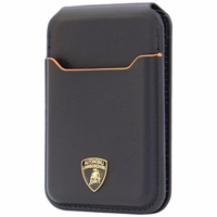 Magnētisks maks Lamborghini D1 Genuine Leather MagSafe statīvs tālrunim oranžs