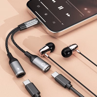 Dudao L13C+ 2in1 USB-C adapteris - pelēks