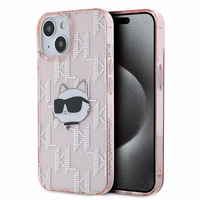Karl Lagerfeld IML Choupette galvas un monogrammas apvalks iPhone 13 - rozā
