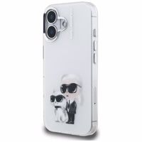 Karl Lagerfeld IML Aquarelle Karl & Choupette & Logo iPhone 16 macins - balts