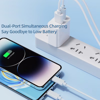 Rock sienas lādētājs T43 - USB + Type C - QC 3.0 PD 20W 3A balts