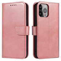 Magnet Case elegants grāmatas tipa apvalks ar statīvu iPhone 13 Pro rozā