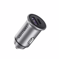 Vention Two-Port USB A+A(30+30) Car Charger pelēks Mini Style Aluminium Alloy Type