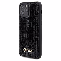 Guess Sequin Script Metal viedtālruņa apvalks iPhone 12/12 Pro - melns