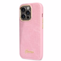 Guess Croco Collection viedtālruņa apvalks iPhone 14 Pro - rozā