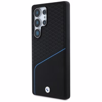 BMW ādas teksturēts un gluds MagSafe viedtālruņa apvalks Samsung Galaxy S25 Ultra – melns