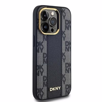 DKNY Ādas rūtainais magnētiskais apvalks iPhone 13 Pro Max - melns