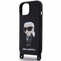 Karl Lagerfeld KLHCP15SSCBSKNK iPhone 15 6.1" cietais apvalks melns/melns Crossbody Silikona Ikonik