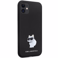 Karl Lagerfeld KLHCN61SMHCNPK viedtālruņa apvalks iPhone 11 / Xr - melns silikona C metāla piespraude