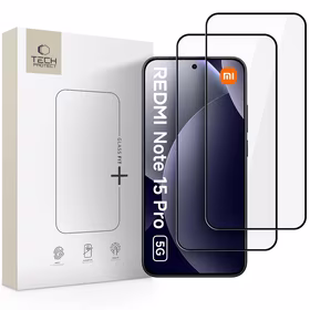 Tech-Protect Glass Fit+ 2 gabali rūdītā stikla iepakojums priekš Xiaomi Redmi Note 15 Pro 5G - Melns