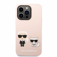 Karl Lagerfeld KLHMP14XSSKCI iPhone 14 Pro Max 6.7" cietais apvalks gaiši rozā/gaiši rozā Silikona Karl & Choupette Magnētiskais