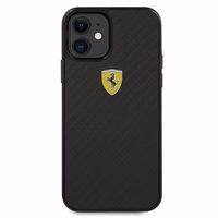 Ferrari FERCAHCP12SBK iPhone 12 mini 5.4" melns/melns cietais apvalks On Track Real Carbon