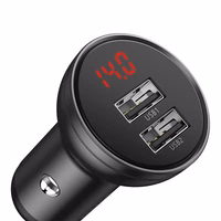 Baseus auto lādētājs ar displeju 2x USB, 4,8A, 24W (pelēks)