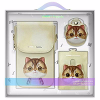 Nimmy Big Eyed Pet 2.0 Kaķis 3-in-1 komplekts: Viedtālruņa apvalks + maks + sekošanas ierīces korpuss - beige