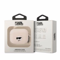 Karl Lagerfeld KLAPRUNCHP AirPods Pro apvalks rozā/rozā Silikona Choupette Head 3D