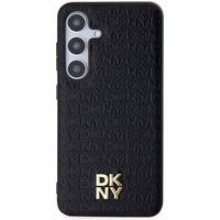 DKNY ādas raksta ar metāla logotipu magnētiskais viedtālruņa apvalks Samsung Galaxy S24+ – melns