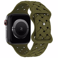 Beline Siksniņa Apple Watch Silicone Woven 42/44/45/49mm olīvu
