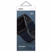 Uniq Straden ādas Hybrid siksniņa priekš Apple Watch 1/2/3/4/5/6/7/8/SE/SE2/Ultra 42/44/45/49mm - zils