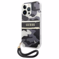 Guess GUHCP13XKCABBK iPhone 13 Pro Max 6.7" melns/melns cietais apvalks Camo Siksnas Kolekcija
