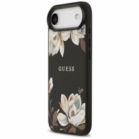 Guess Grained Flowers Classic Logo MagSafe viedtālruņa apvalks iPhone Air - melns