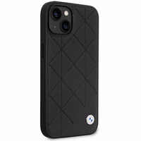 Viedtālruņa apvalks BMW BMHCP14S22RQDK iPhone 14 6.1" melna/melna Ādas Stepēts