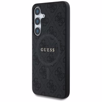 Guess Ādas 4G Krāsains Gredzens Klasiskais Logotips Magnētiskais Samsung Galaxy S25 viedtālruņa apvalks melna