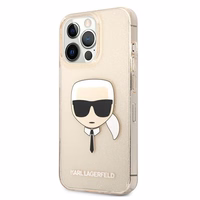 Karl Lagerfeld Glitter Karl's Head Case iPhone 13 Pro / iPhone 13 - zelta krāsas apvalks