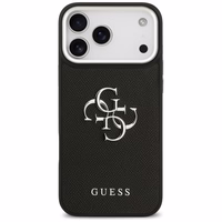 Guess Grained Big 4G Classic Logo viedtālruņa apvalks iPhone 17 Pro Max - melns