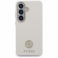 Guess maciņš Rhinestone Round Logo MagSafe priekš Samsung Galaxy S26 Plus smilškrāsas