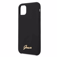 Guess GUHCN58LSLMGBK iPhone 11 Pro melns cietais maciņš Silicone Vintage Gold Logo