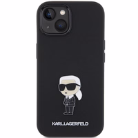 Karl Lagerfeld silikona Ikonik Metal Pin viedtālruņa apvalks iPhone 15 - melns