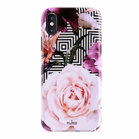 PURO Glam Geo Flowers - maciņš iPhone Xs Max (rozā Peonies)