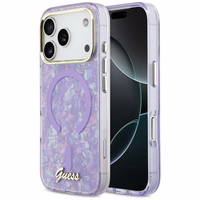 Guess IML Shell Script Metal MagSafe Maciņš for iPhone 17 Pro Max - violets