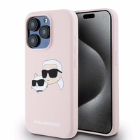 Karl Lagerfeld Silikonais Karl&Choupette MagSafe apvalks iPhone 15 Pro Max - rozā