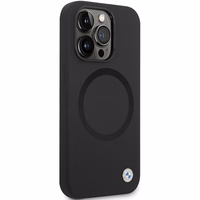 BMW BMHMP14XSILBK2 viedtālruņa apvalks iPhone 14 Pro Max 6.7" - melns Signature Liquid Silicone MagSafe
