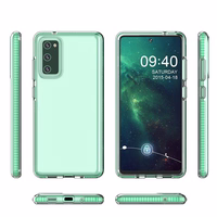 Viedtālruņa apvalks Spring Case – skaidrs TPU gel apvalks ar krāsainu rāmi, paredzēts Samsung Galaxy A72 4G – melns apvalks