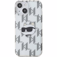 Karl Lagerfeld IML Choupette galvas un monogrammas apvalks iPhone 15 / 14 / 13 - caurspīdīgs