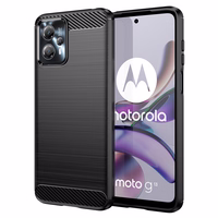 Carbon viedtālruņa apvalks Motorola Moto G13 elastīgs silikona oglekļa apvalks melns