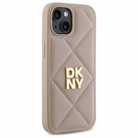 DKNY Quilted Stack Logo viedtālruņa apvalks iPhone 15 - bēšs