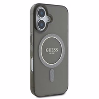 Guess IML Mirdzošs aplis MagSafe apvalks iPhone 16 - melns