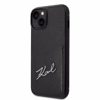 Karl Lagerfeld Signature Logo karšu viedtālruņa apvalks iPhone 14 Plus - melns