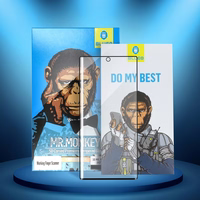 5D Mr. Monkey stikls - Samsung Galaxy S22 melns (Strong Lite)