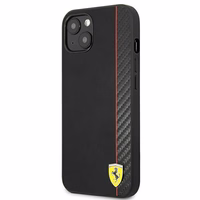 Ferrari FESAXHCP13SBK iPhone 13 mini 5.4" melns/melns cietais apvalks On Track Carbon Stripe